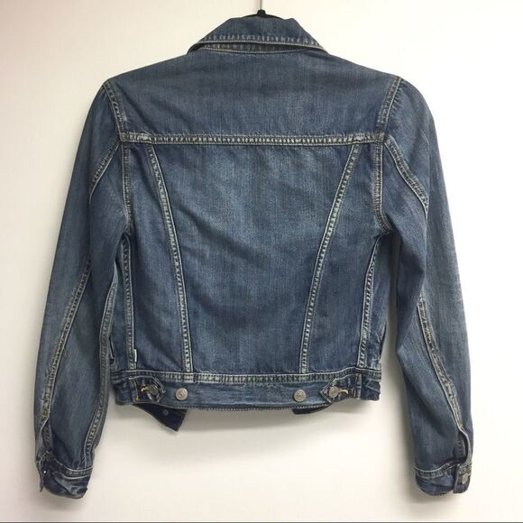𝅺ARITZIA Talula Denim Long Sleeve Button Front Jean Jacket Medium Blue XS - Picture 4 of 7